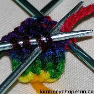 Knitting a Twisted Tube with Double-Pointed Needles Step 2