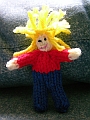 Caucasian, Blue Pants, Red Shirt, Long Blonde Hair