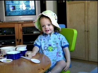 Peo smiling, sitting.